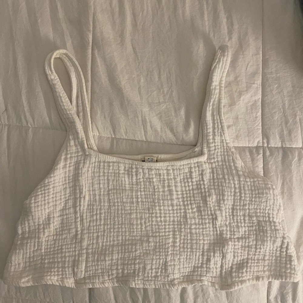 Billabong White Textured Crop Top